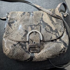 Coach Snakeskin Crossbody Bag in Black and Tan